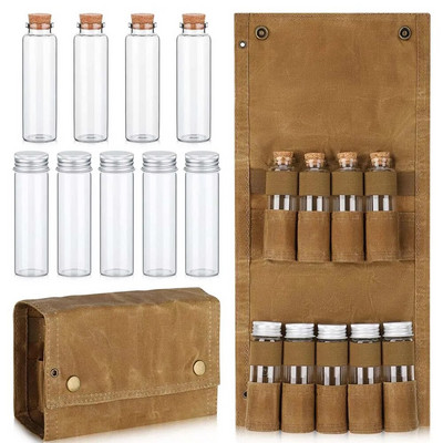 Φορητή τσάντα μπαχαρικών Spice jars καμβάς καρυκεύματα αποθήκευσης τσάντα Organizer Σετ θήκη για μπουκάλια καρυκευμάτων για υπαίθριο κάμπινγκ BBQ πικνίκ