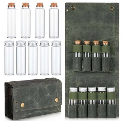 Φορητή τσάντα μπαχαρικών Spice jars καμβάς καρυκεύματα αποθήκευσης τσάντα Organizer Σετ θήκη για μπουκάλια καρυκευμάτων για υπαίθριο κάμπινγκ BBQ πικνίκ