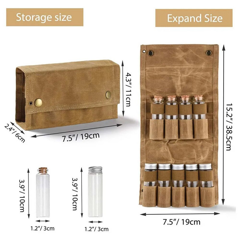 Φορητή τσάντα μπαχαρικών Spice jars καμβάς καρυκεύματα αποθήκευσης τσάντα Organizer Σετ θήκη για μπουκάλια καρυκευμάτων για υπαίθριο κάμπινγκ BBQ πικνίκ