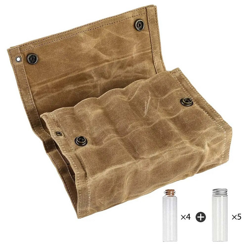 Φορητή τσάντα μπαχαρικών Spice jars καμβάς καρυκεύματα αποθήκευσης τσάντα Organizer Σετ θήκη για μπουκάλια καρυκευμάτων για υπαίθριο κάμπινγκ BBQ πικνίκ