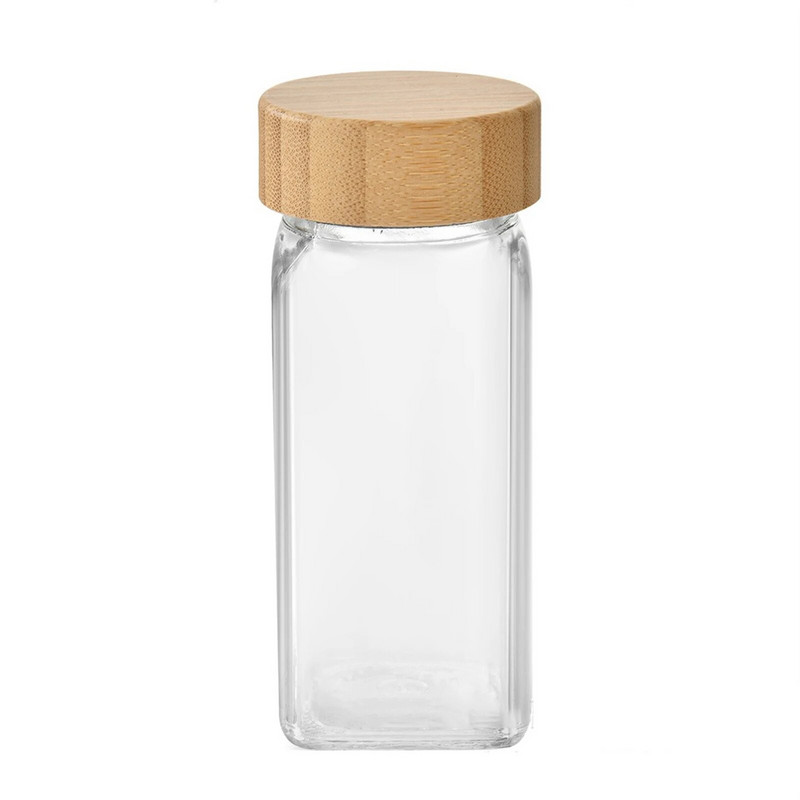 Borcane de depozitare pentru condimente de sticlă cu capac din bambus Saliera de bucătărie Sticle de depozitare pentru piper Organizator de condimente Set borcane de condimente de bucătărie