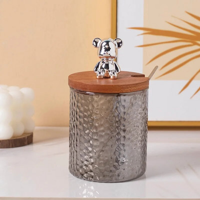 Καπάκι Little Bear Διάφανο γυάλινο κουτί μπαχαρικών κουζίνας αλάτι πιπέρι Ζάχαρη καρυκεύματα αποθήκευσης Μοντέρνο δημιουργικό σετ καρυκευμάτων