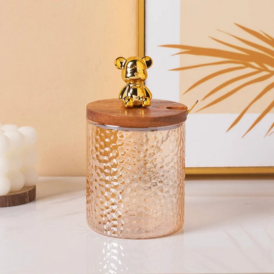 Καπάκι Little Bear Διάφανο γυάλινο κουτί μπαχαρικών κουζίνας αλάτι πιπέρι Ζάχαρη καρυκεύματα αποθήκευσης Μοντέρνο δημιουργικό σετ καρυκευμάτων