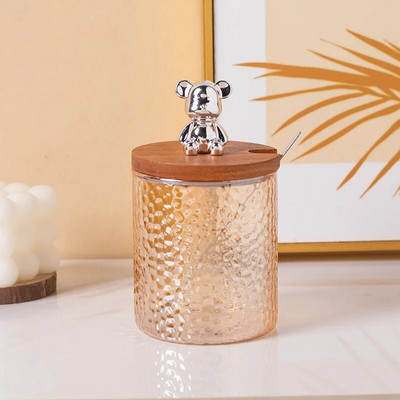 Καπάκι Little Bear Διάφανο γυάλινο κουτί μπαχαρικών κουζίνας αλάτι πιπέρι Ζάχαρη καρυκεύματα αποθήκευσης Μοντέρνο δημιουργικό σετ καρυκευμάτων