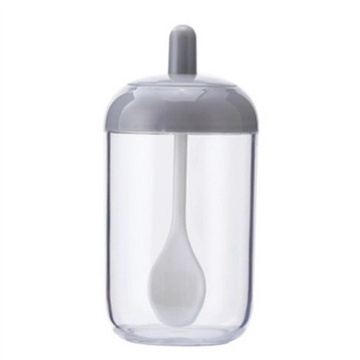 2 u 1 boca za začine Kutija za pohranu soli Plastična staklenka za začine za sol, šećer, papar u prahu sa žlicom Prozirne kuhinjske potrepštine