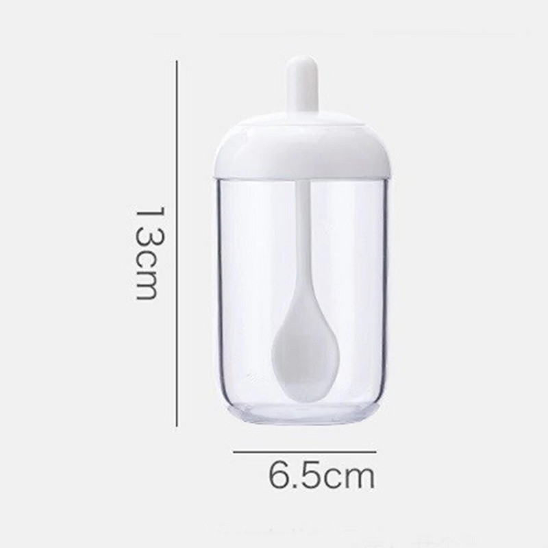 2 u 1 boca za začine Kutija za pohranu soli Plastična staklenka za začine za sol, šećer, papar u prahu sa žlicom Prozirne kuhinjske potrepštine