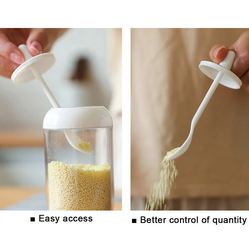 2 u 1 boca za začine Kutija za pohranu soli Plastična staklenka za začine za sol, šećer, papar u prahu sa žlicom Prozirne kuhinjske potrepštine