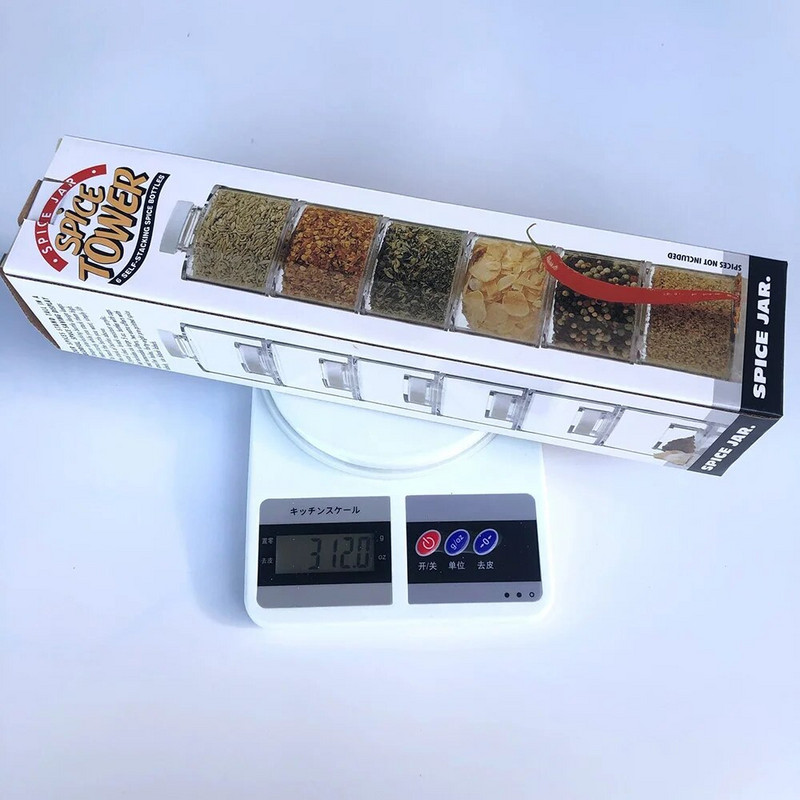 Fűszertartó készlet Egymásra rakható fűszertartó edények Fűszeres üvegek Só és Bors készlet Fűszerdoboz Konyhai eszközök