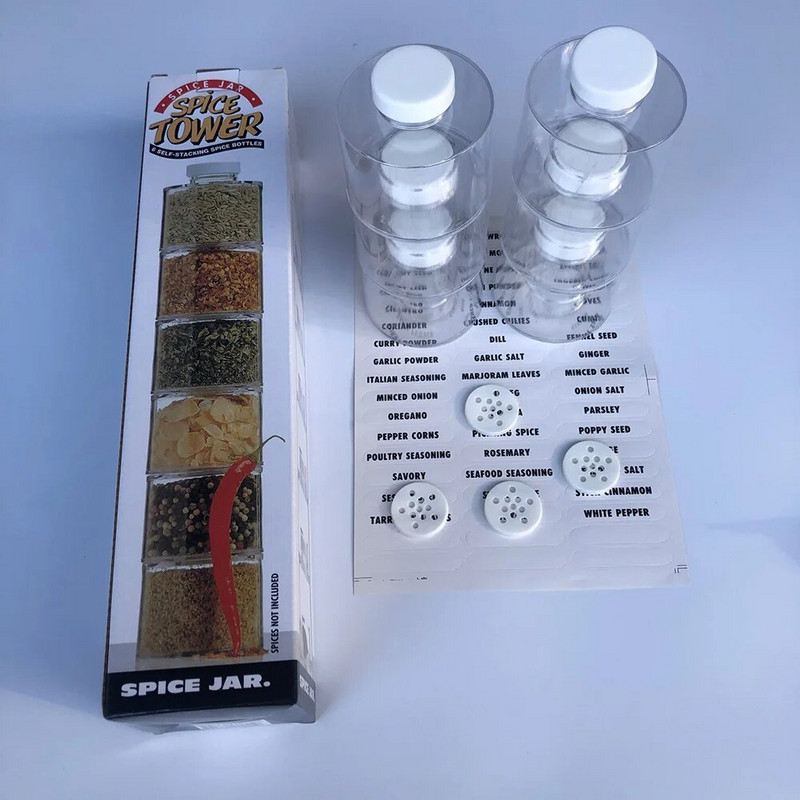 Fűszertartó készlet Egymásra rakható fűszertartó edények Fűszeres üvegek Só és Bors készlet Fűszerdoboz Konyhai eszközök