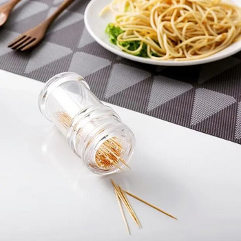 Прозрачен пластмасов буркан за подправки за сол и черен пипер и клечка за зъби Съхранение преносимо на открито Домашно барбекю Кутия за вкус Кухненски аксесоар