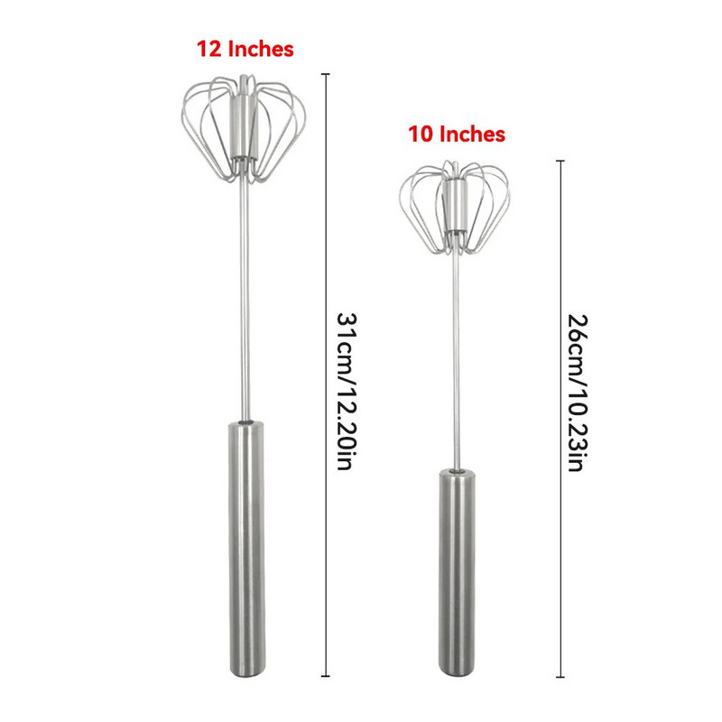 Poluautomatska mutilica za jaja Pjenjača za jaja od nehrđajućeg čelika 304 Ručni ručni mikser Samookretna mješalica za jaja Kuhinjski dodaci Alati za jaja