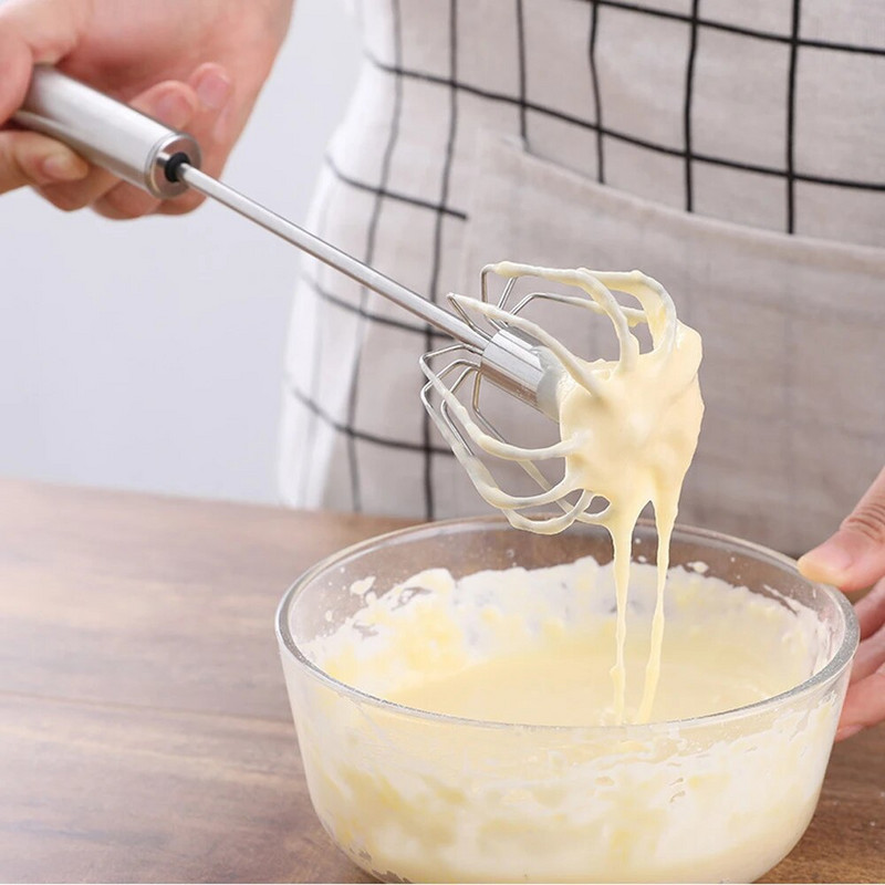 Poluautomatska mutilica za jaja Pjenjača za jaja od nehrđajućeg čelika 304 Ručni ručni mikser Samookretna mješalica za jaja Kuhinjski dodaci Alati za jaja