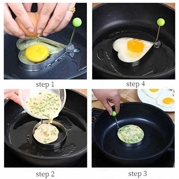 Форма за палачинки за пържени яйца от неръждаема стомана 5 стила Форма за омлет Форма за пържене на яйца Инструменти за готвене Кухненски аксесоари Пръстени за джаджи