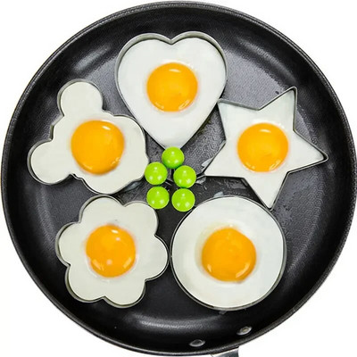 Форма за палачинки за пържени яйца от неръждаема стомана 5 стила Форма за омлет Форма за пържене на яйца Инструменти за готвене Кухненски аксесоари Пръстени за джаджи