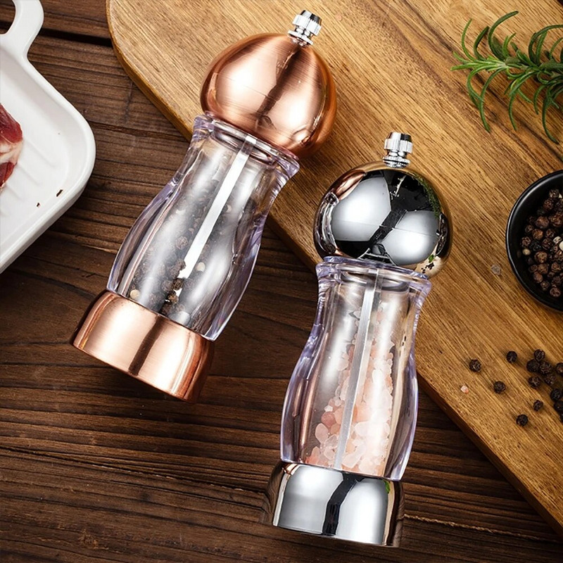 Akrüülist silindriline veski läbipaistev pipraveski soola jahvatamine keraamiline südamik Mitmeotstarbeline maitsestamispudel köögitööriist