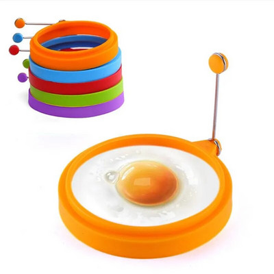 4 Χρώμα σιλικόνης τηγανητό αυγό τηγανίτα με δαχτυλίδι ομελέτα τηγανητό αυγό Στρογγυλή φόρμα αυγών για μαγείρεμα Πρωινό τηγάνι Κουζίνα φούρνου