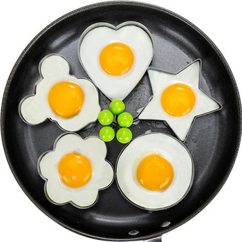Удебелен модел за омлет от неръждаема стомана Форма за поширани яйца Форма за пържени яйца във формата на любов Творческа форма за пържени яйца Кухненски инструменти за яйца