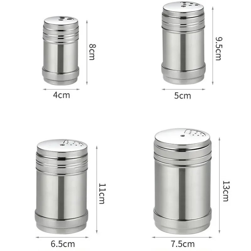 Nerūdijančio plieno prieskonių stiklainiai kepsninė Druskos plaktuvas Pipirų Prieskonių Butelis Namų Pagardai Laikymo indelis Virtuvės priedai