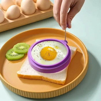 Незалепващи пръстени за яйца Въртяща се на 360 градуса дръжка Пържени яйца Палачинки Мъфини Силиконови инструменти за готвене Кухненски аксесоари за печене Притурка