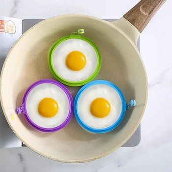 Незалепващи пръстени за яйца Въртяща се на 360 градуса дръжка Пържени яйца Палачинки Мъфини Силиконови инструменти за готвене Кухненски аксесоари за печене Притурка