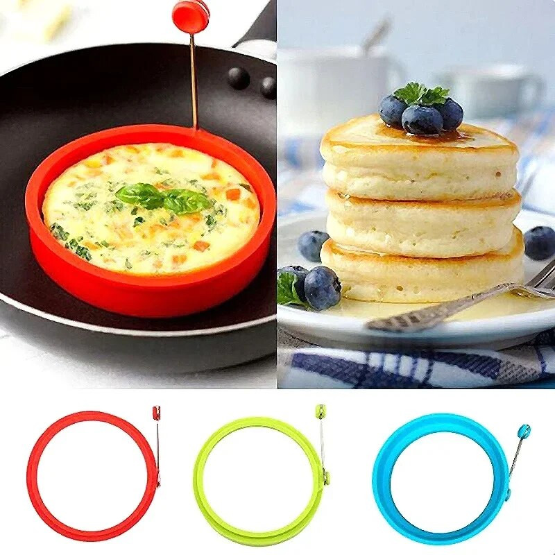 Nelipnūs kiaušinių žiedai 360 laipsnių pasukama rankena Kepti kiaušiniai Blynai Blynai Gaminimas Silikoniniai Įrankiai Virtuvė Kepimo Priedai Programėlė