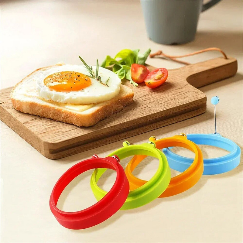 Nelipnūs kiaušinių žiedai 360 laipsnių pasukama rankena Kepti kiaušiniai Blynai Blynai Gaminimas Silikoniniai Įrankiai Virtuvė Kepimo Priedai Programėlė