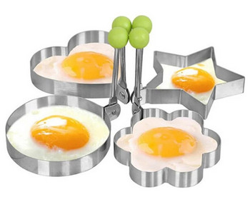 5 Σχήματα από ανοξείδωτο ατσάλι τηγανητό καλούπι διαμορφωτή αυγών DIY Δαχτυλίδι για τηγανίτες πρωινού σάντουιτς Εργαλεία κουζίνας Σκεύη ψησίματος