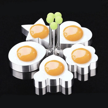 5 Σχήματα από ανοξείδωτο ατσάλι τηγανητό καλούπι διαμορφωτή αυγών DIY Δαχτυλίδι για τηγανίτες πρωινού σάντουιτς Εργαλεία κουζίνας Σκεύη ψησίματος