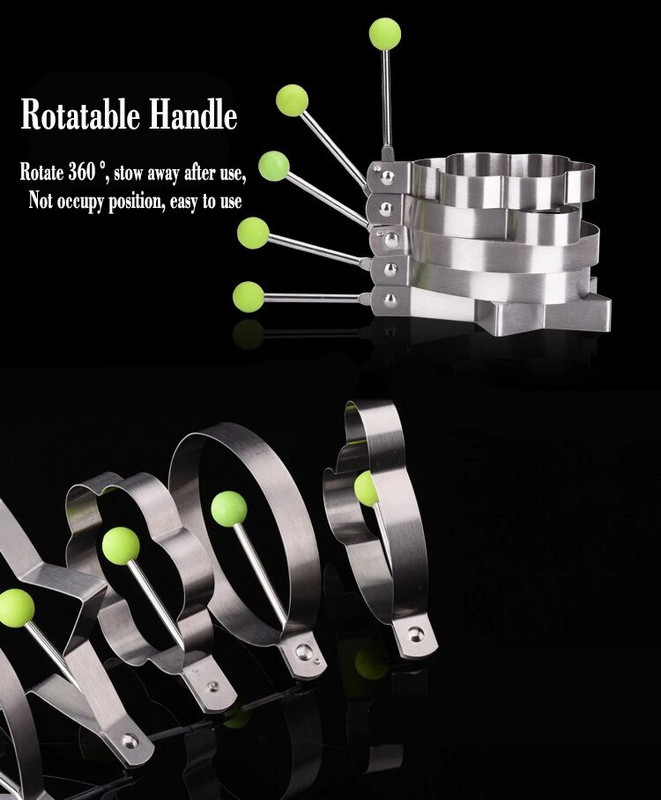 5 formų nerūdijančio plieno keptų kiaušinių formavimo forma „pasidaryk pats“ pusryčiai blynų žiedai sumuštiniai Virtuvės įrankiai indai Kepiniai