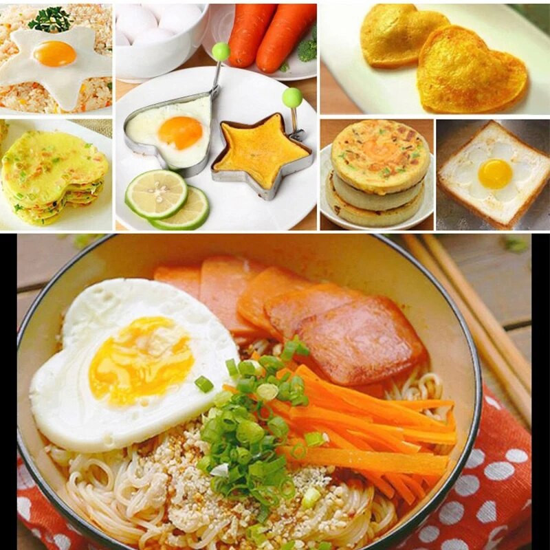 5 formų nerūdijančio plieno keptų kiaušinių formavimo forma „pasidaryk pats“ pusryčiai blynų žiedai sumuštiniai Virtuvės įrankiai indai Kepiniai