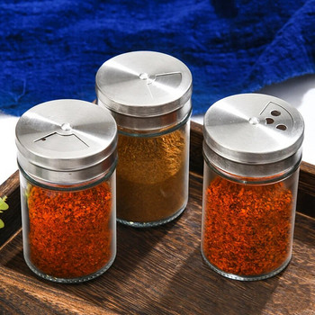 Βάζο μπαχαρικών Κουζίνας Spice Περιστρεφόμενο καπάκι Διαφανές γυάλινο βάζο καρυκευμάτων για μπάρμπεκιου για το σπίτι Μπουκάλι καρυκευμάτων Εργαλεία μαγειρικής