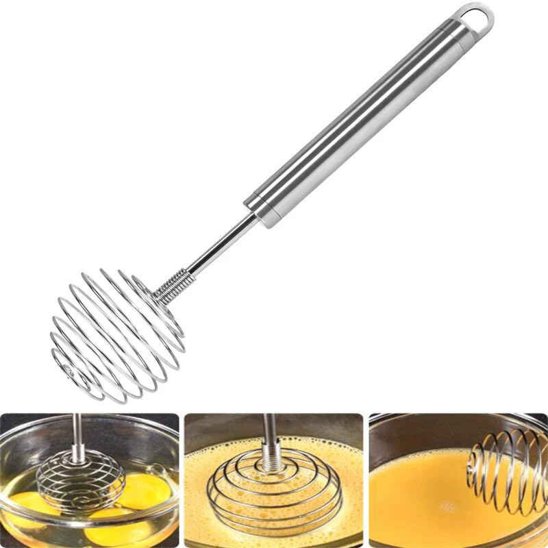 Oțel inoxidabil bile cu arc Batetor de ouă semi-automat Mixer de mână pentru ouă de unt Mașină de zdrobire de cartofi pentru avocado Instrument de copt