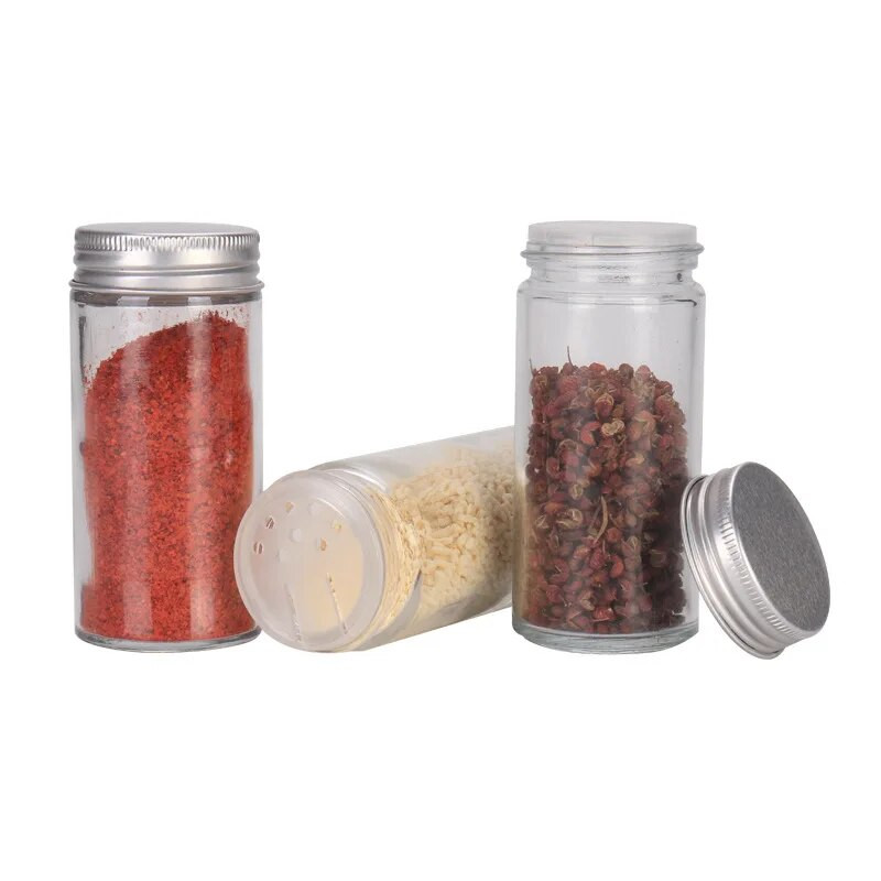 Буркан за подправки YOMDID Бутилка за подправки Издръжлива сол, захар, червен пипер Контейнер за подправки Пилешка есенция Кимион, пипер Шейкър Двойна капачка