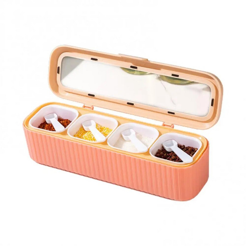 Kuhinjska kutija za začine s četiri odjeljka, kombinirani set za kućanstvo, staklenka za začine, integrirana MSG kutija za pohranu limenke za sol i šećer