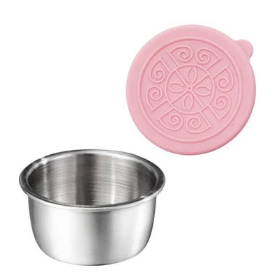 Daugkartinio naudojimo pagardų indelis nerūdijančio plieno padažo puodelis su silikoniniais dangteliais salotų padažo indelis pikniko maisto laikymo pietų dėžutė