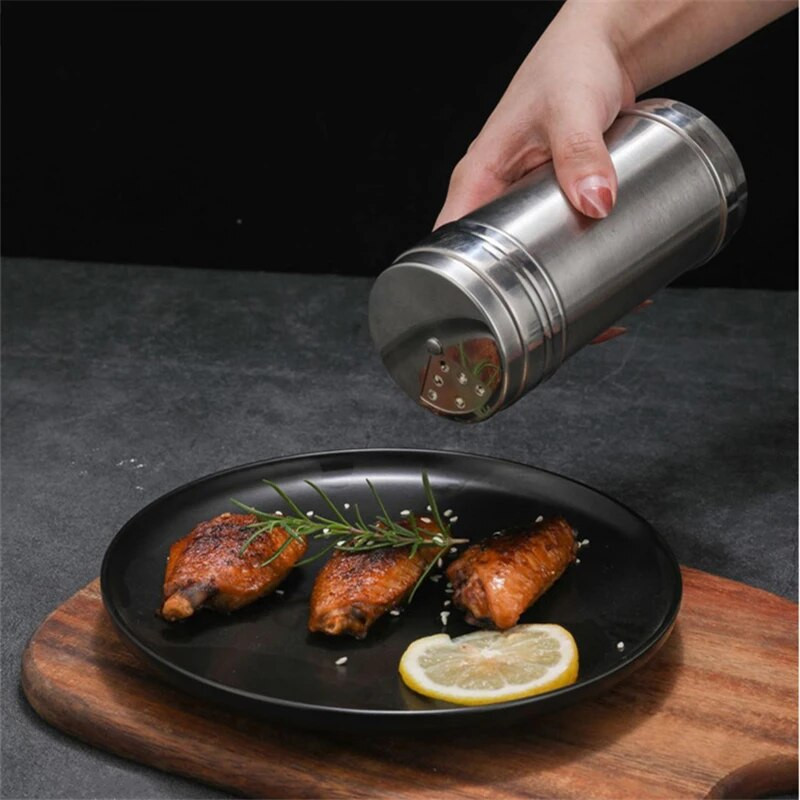 Nerūdijančio plieno prieskonių indeliai kepsninė Druskos plaktuvas pipirų butelis Miltai Smulkus sietelis Įrankis Prieskoniai Virtuvės priedai