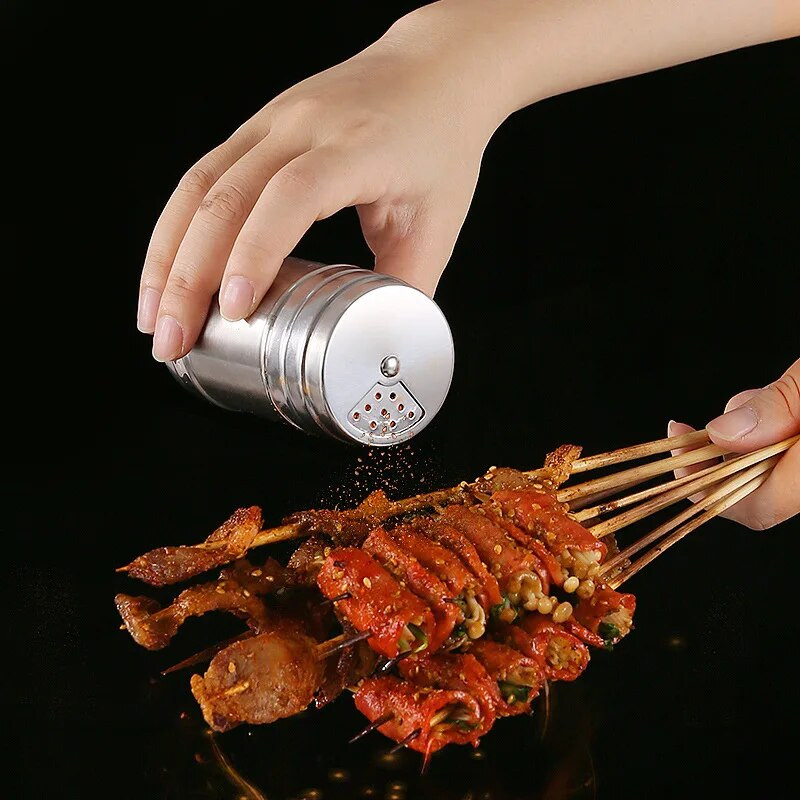 Nerūdijančio plieno prieskonių indeliai kepsninė Druskos plaktuvas pipirų butelis Miltai Smulkus sietelis Įrankis Prieskoniai Virtuvės priedai