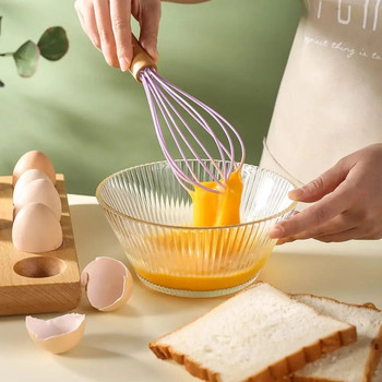 Ξύλινο μίξερ με σύρμα σιλικόνης Μπαλόνι Χειριστής Αυγοδάρτης Κουζίνας Εργαλεία αυγών Μαγειρικά σκεύη