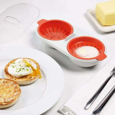 Posuđe za kuhanje jaja u mikrovalnoj pećnici Kuhalo za kuhanje jaja s dvostrukom šalicom Kuhinjski set za kuhana jaja na pari Mikrovalne pećnice Alati za kuhanje Food Grade