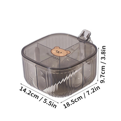 WORTHBUY Borcan de condimente cu mai multe compartimente, cu patru linguri, borcan de condimente din plastic, sigiliu, organizator de condimente, accesorii de bucătărie