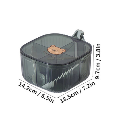 WORTHBUY Borcan de condimente cu mai multe compartimente, cu patru linguri, borcan de condimente din plastic, sigiliu, organizator de condimente, accesorii de bucătărie