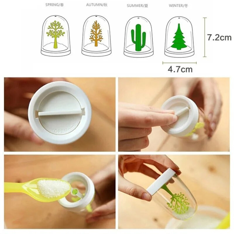 4 kom/set Creative Four Seasons Životinje Biljke Prozirna plastična posuda za začine Posude za sol i papar Kuhinjski ukras Kutija za začine