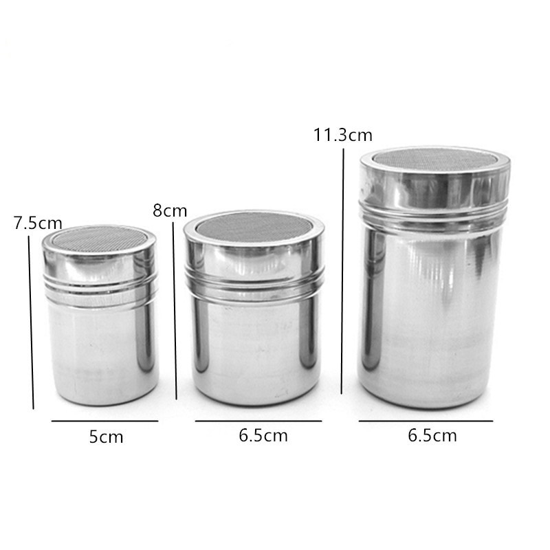 3 veličine metlica za kavu od nehrđajućeg čelika, kakao, cimet, šećer, gaza, mrežasta staklenka, boca za začine, sito za kavu, poklopac, alati za kuhanje