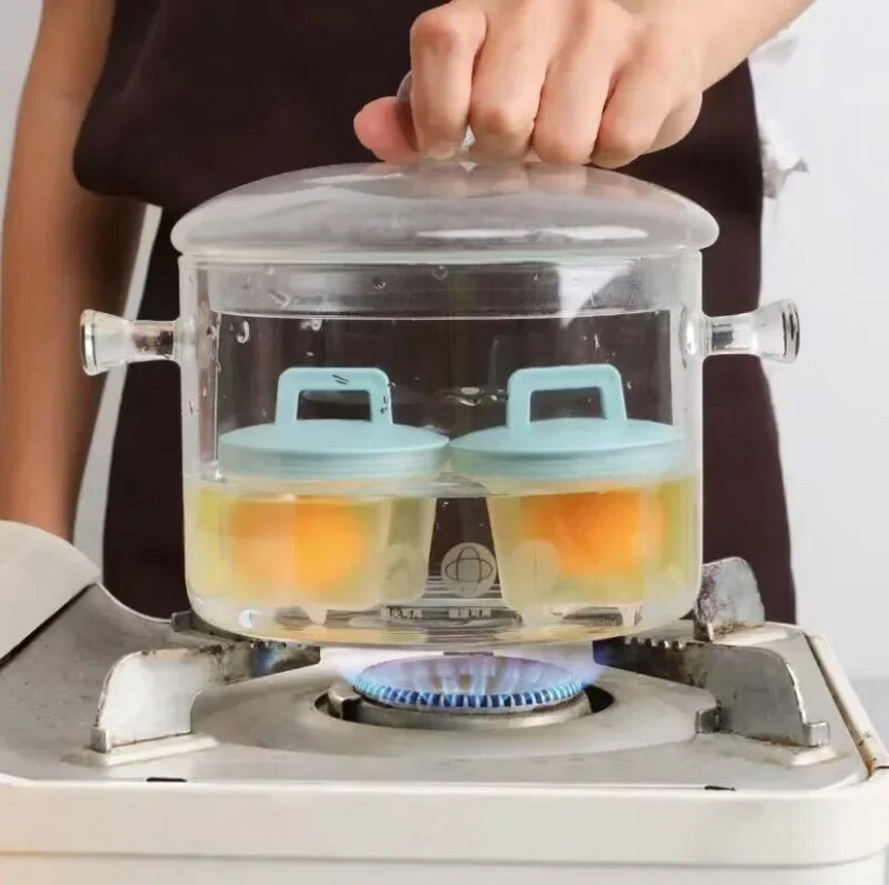 1/4 vnt Mieli kiaušinių virimo įrankiai Kiaušinių formų gaminimo mašina Nelipnus plastikinis kiaušinių katilas, skirtas vaikų kepimui Virtuvės priedai