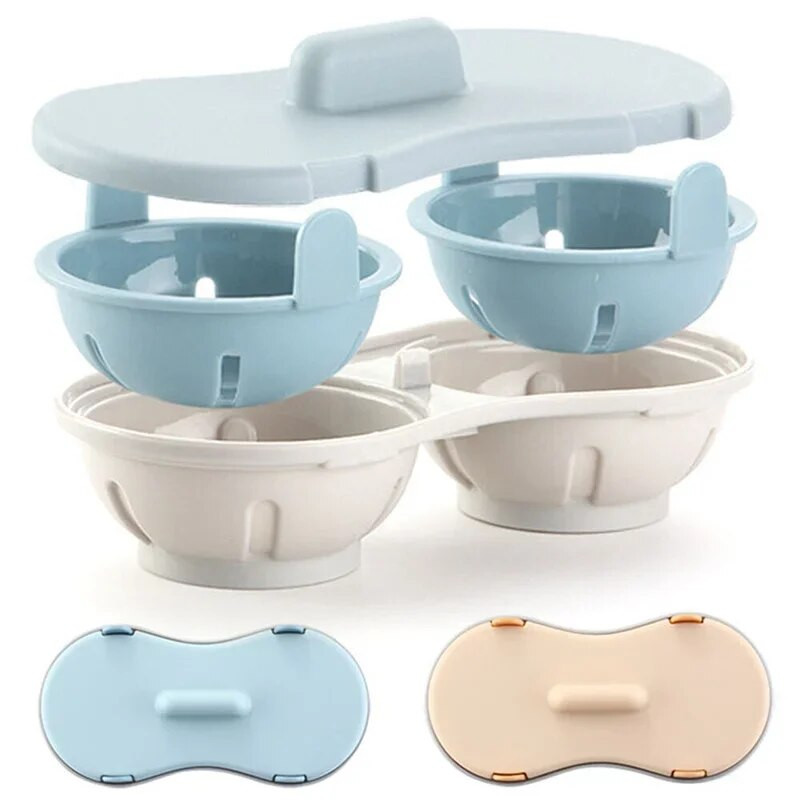 Mikrobangų krosnelė dvigubo puodelio kiaušinių viryklė Forma garintuvas Gamintojas Kiaušinių omletas garlaivis Artefact Virtuvės įtaisas