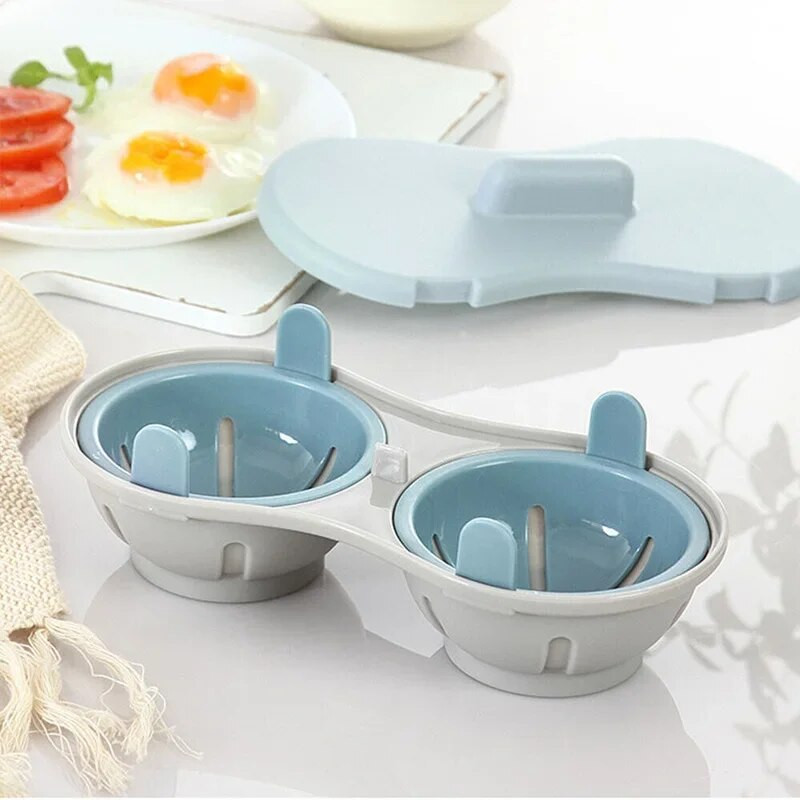 Mikrobangų krosnelė dvigubo puodelio kiaušinių viryklė Forma garintuvas Gamintojas Kiaušinių omletas garlaivis Artefact Virtuvės įtaisas