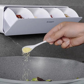 Fűszerdoboz fűszeres doboz falra szerelhető kombináció 4 rácsos falra szerelhető fűszeres doboz Só bors fűszeres tégely Konyhai kiegészítők