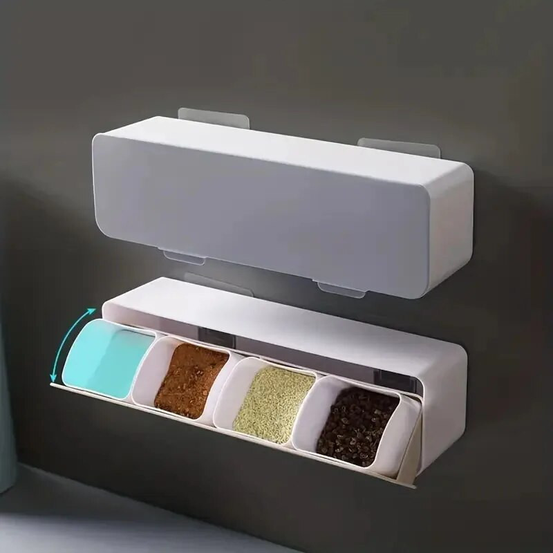 Fűszerdoboz fűszeres doboz falra szerelhető kombináció 4 rácsos falra szerelhető fűszeres doboz Só bors fűszeres tégely Konyhai kiegészítők