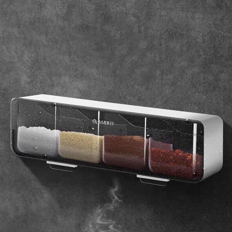 Fűszerdoboz fűszeres doboz falra szerelhető kombináció 4 rácsos falra szerelhető fűszeres doboz Só bors fűszeres tégely Konyhai kiegészítők