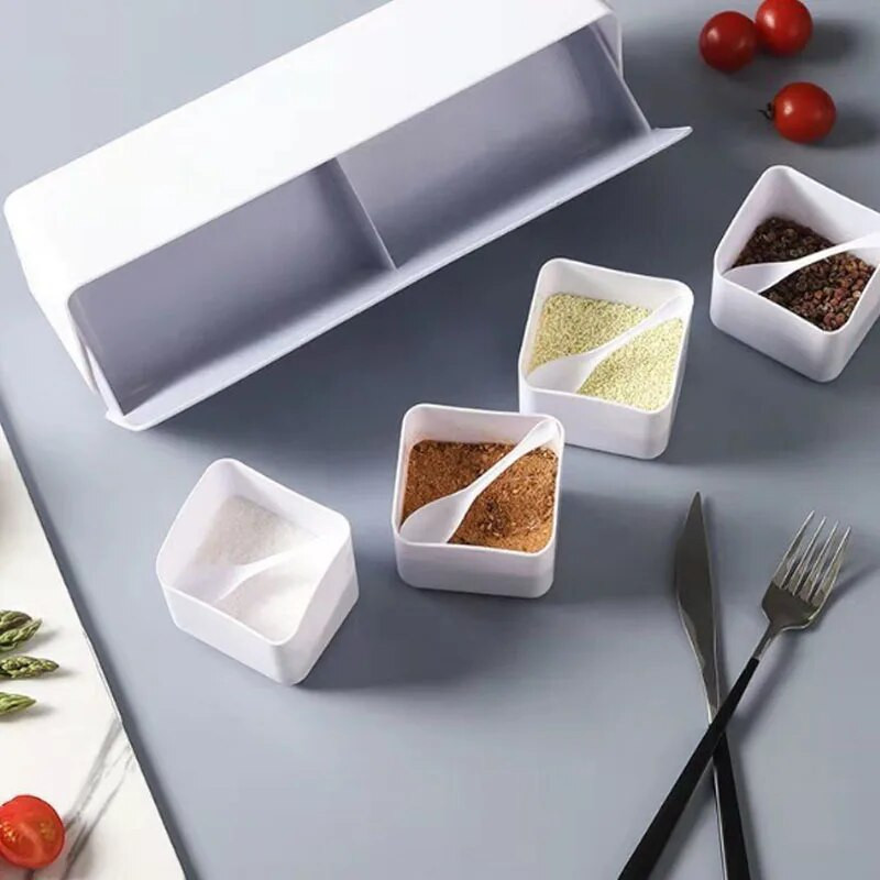 Fűszerdoboz fűszeres doboz falra szerelhető kombináció 4 rácsos falra szerelhető fűszeres doboz Só bors fűszeres tégely Konyhai kiegészítők